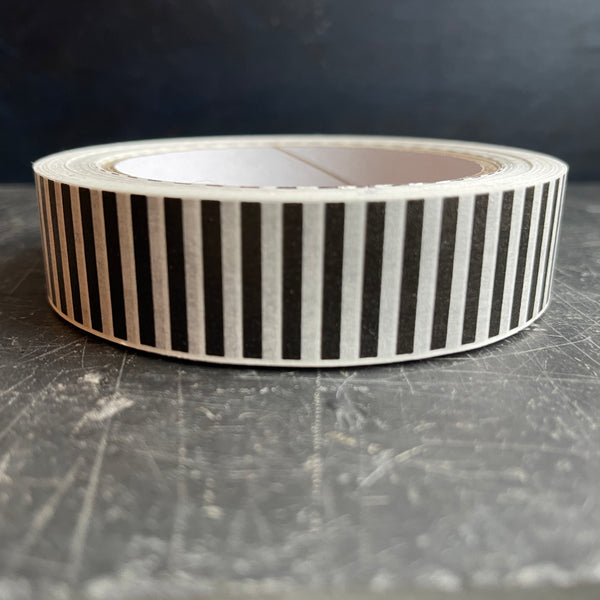 masking tape in a black and white stripe 25mm wide