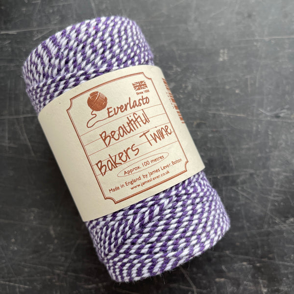 white and purple string made in the UK bakers twine