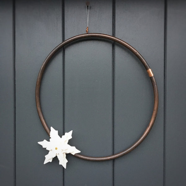 Copper  Wreath with Porcelain Snowflakes