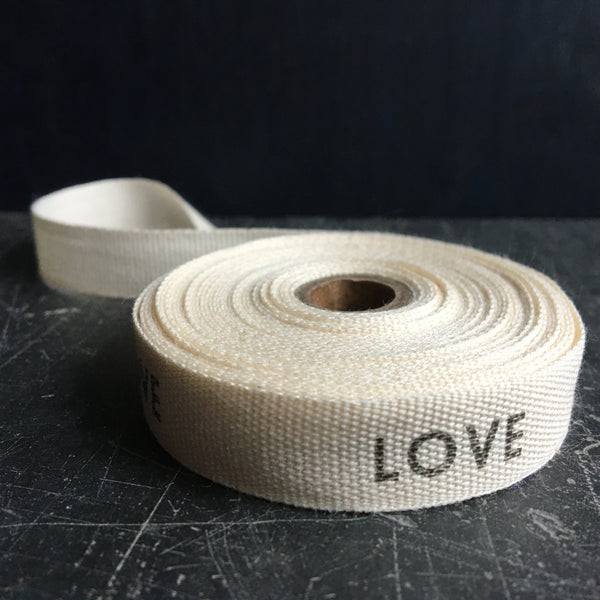 Love ribbon, black and white cotton