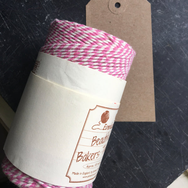 pink and white bakers twine made in the uk perfect for gift wrapping and craft projects