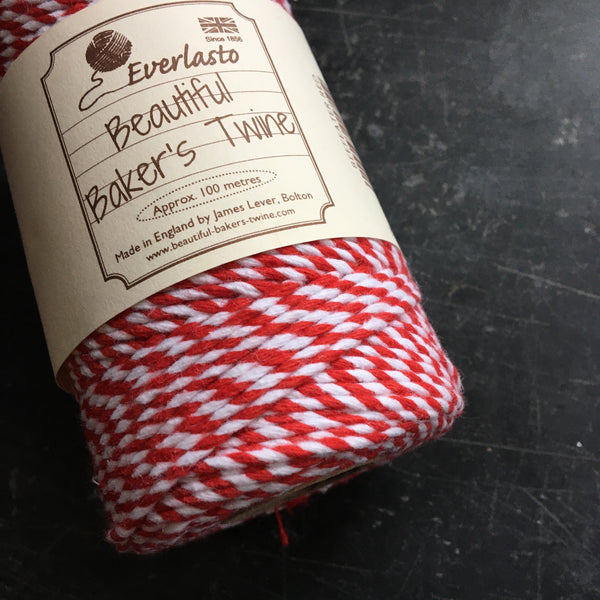 red and white string for gift wrapping