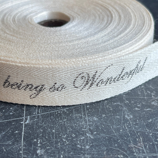 16mm personalised cream cotton ribbon. perfect for styling gifts 