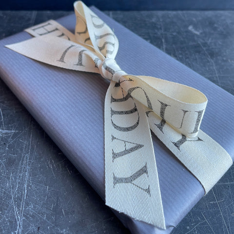 25mm Cotton ribbon, personalised with large lettering