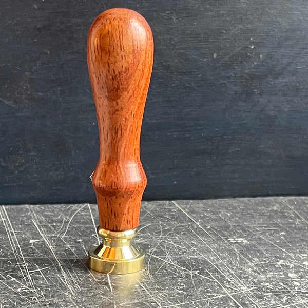 wax seal, brass with wooden handle 