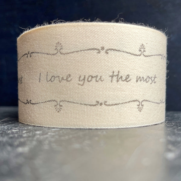 wide cotton ribbon, with ornate detailing and personalization