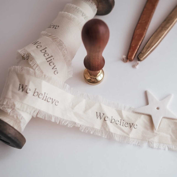 Personalised Wide Cotton Ribbon, with Frayed Edge