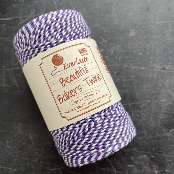 white and purple string made in the UK bakers twine 