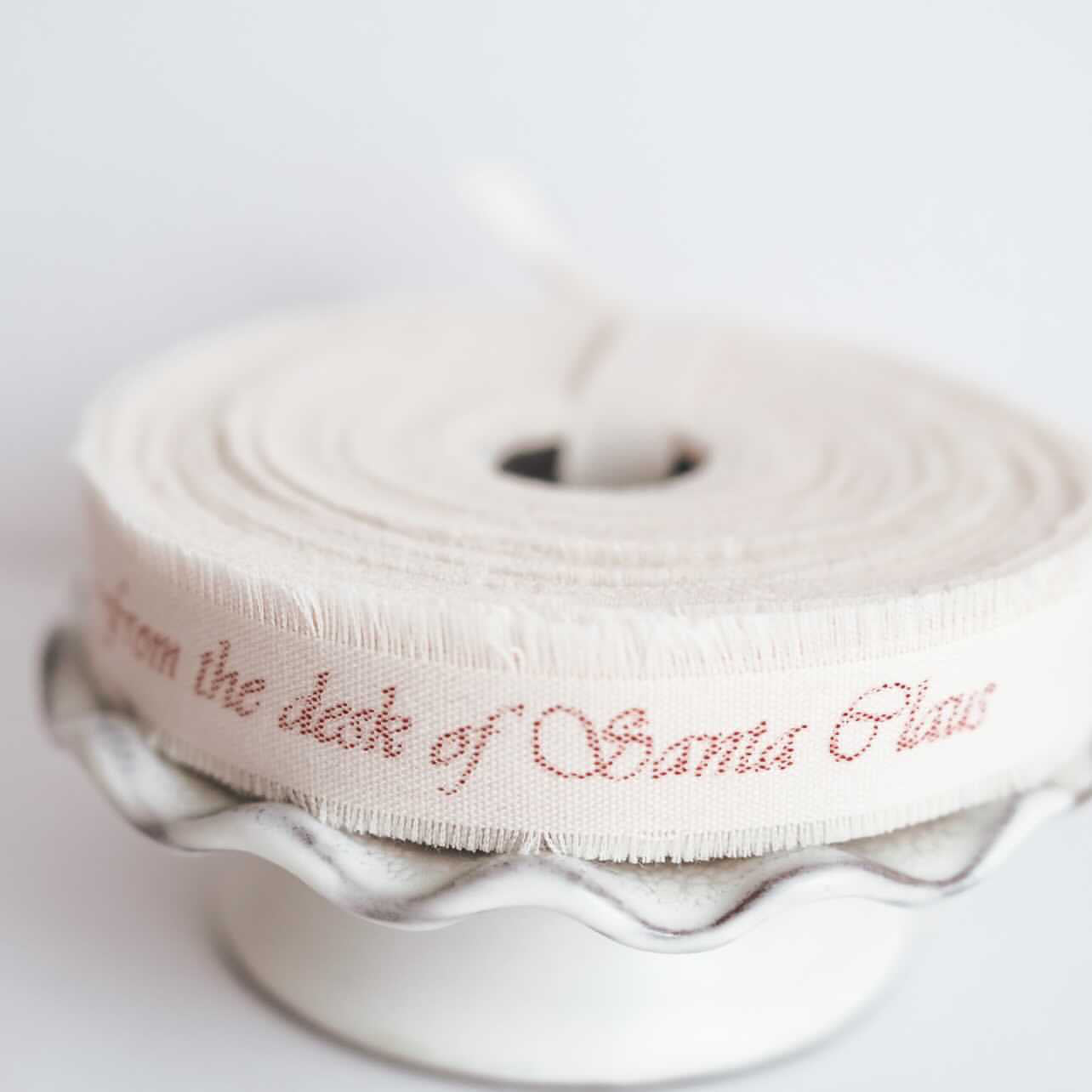 Cotton Christmas Ribbon with Frayed Edge