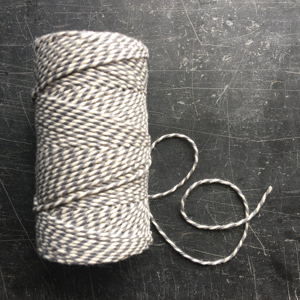 Grey and white bakers twine made in the UK from Caltonberry