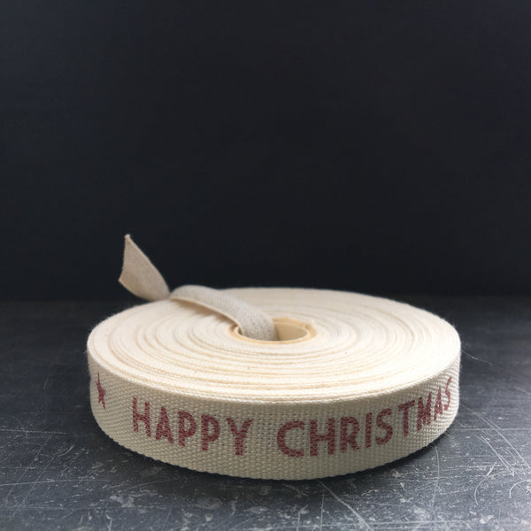 word ribbon, happy christmas ribbon printed with Market deco font 