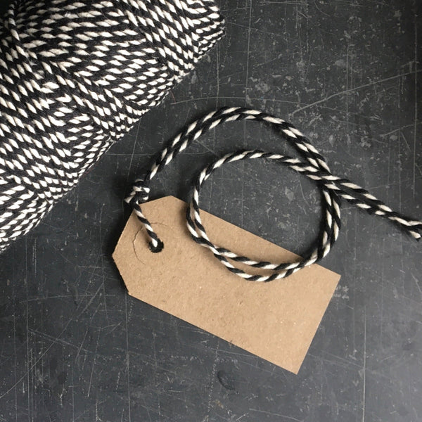 luggage labels and bakers twine 