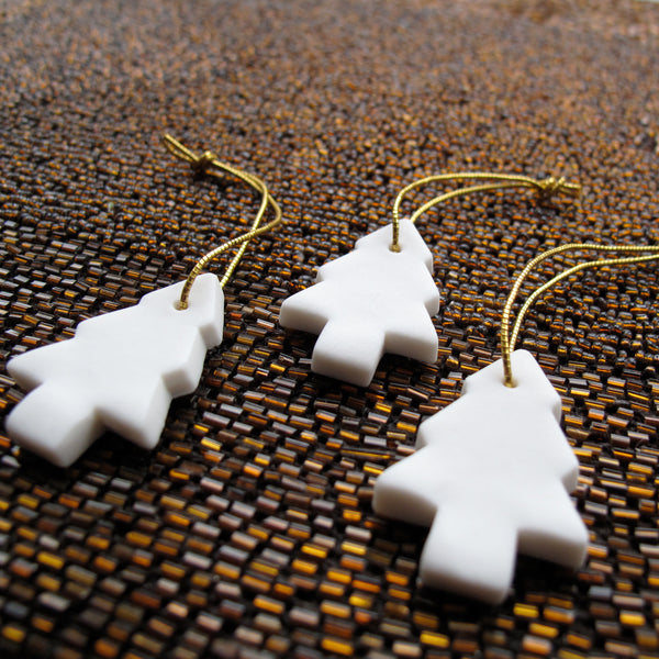 White Tree decoration, Hand made from porcelain 
